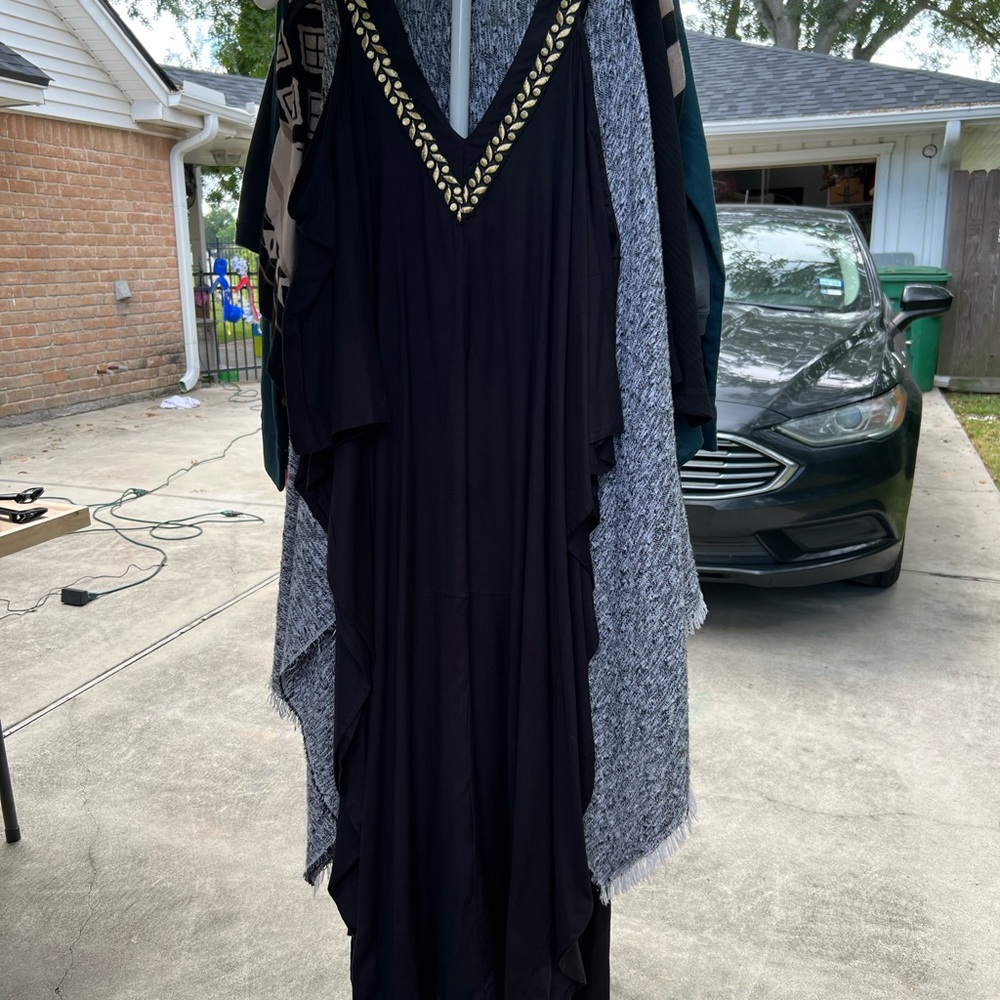Annabelle Black Maxi Dress with Gold Details